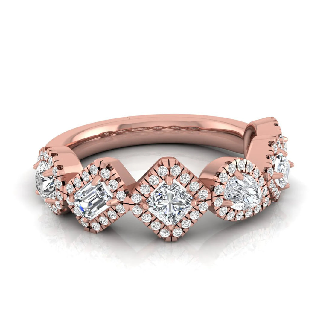 OctaPearl Multi Shape Lab Grown Diamond Halo Engagement Ring