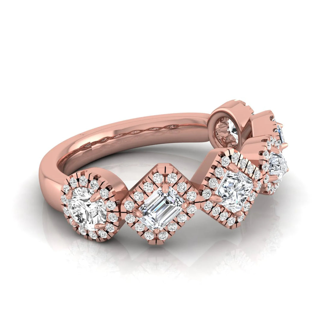 OctaPearl Multi Shape Lab Grown Diamond Halo Engagement Ring