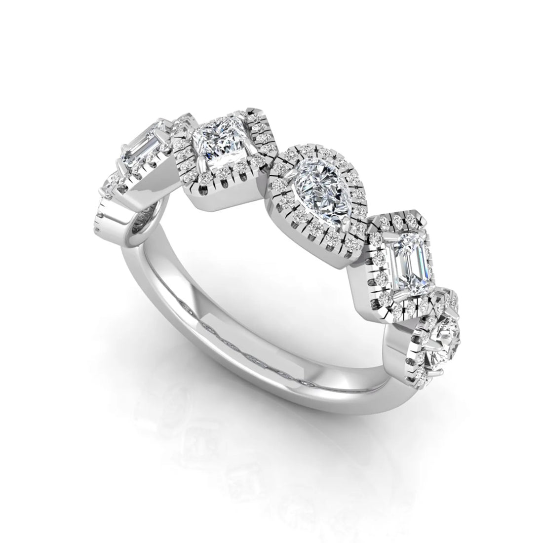 OctaPearl Multi Shape Lab Grown Diamond Halo Engagement Ring