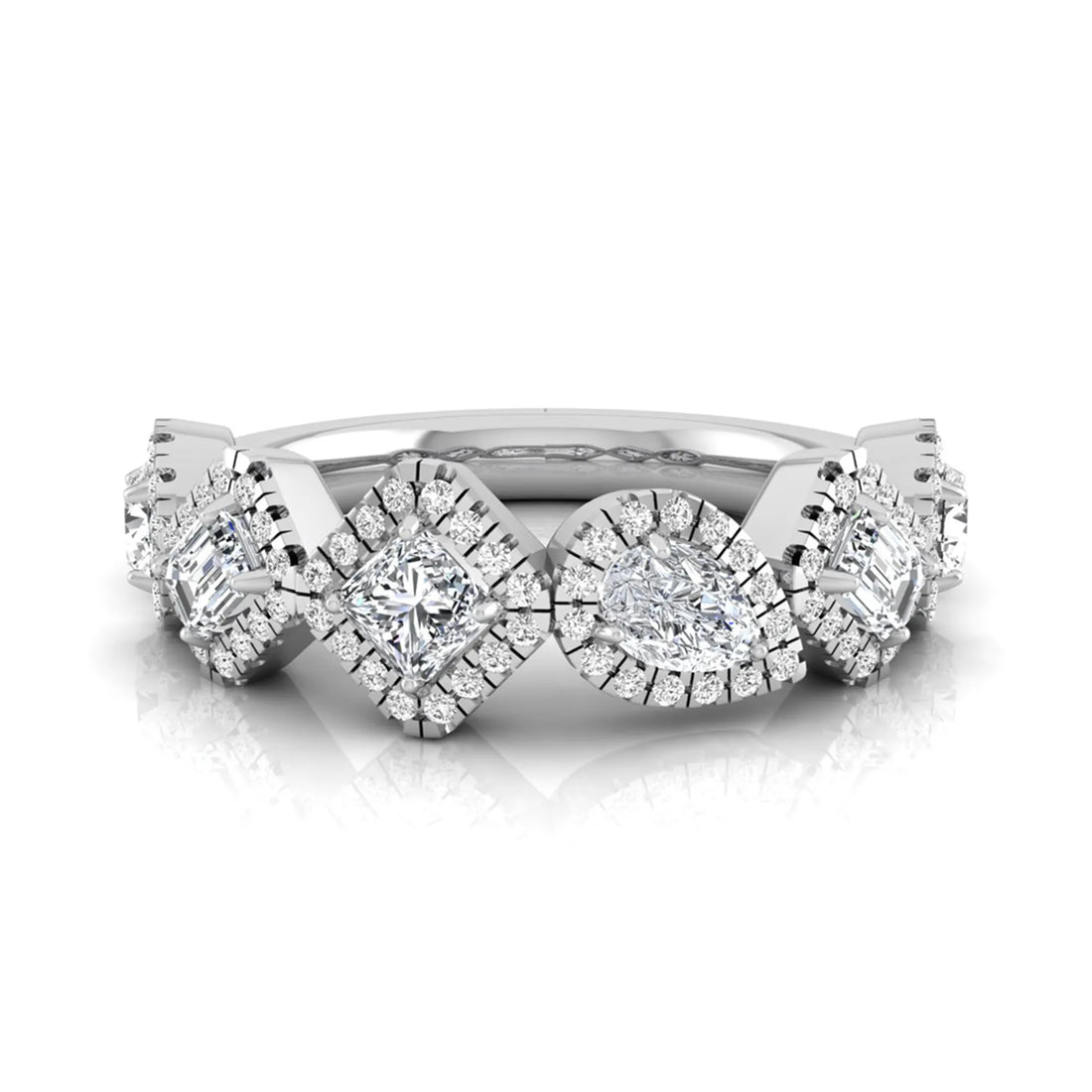 OctaPearl Multi Shape Lab Grown Diamond Halo Engagement Ring