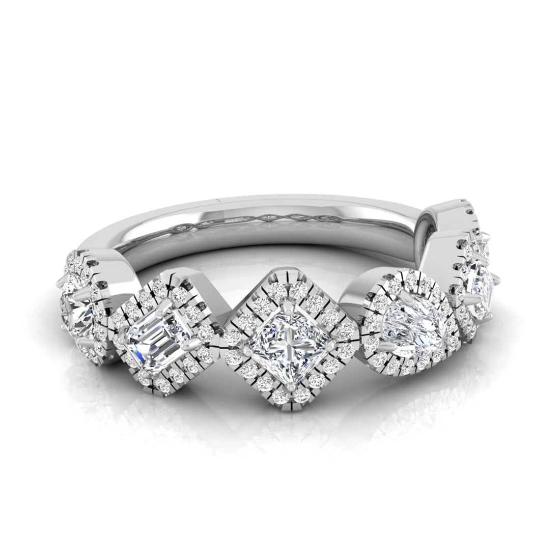 OctaPearl Multi Shape Lab Grown Diamond Halo Engagement Ring