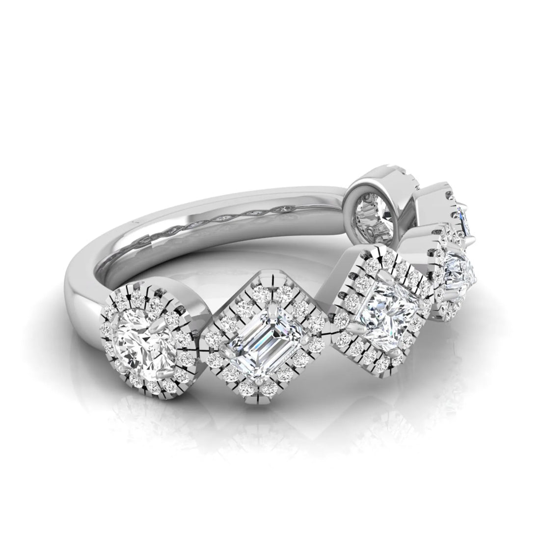 OctaPearl Multi Shape Lab Grown Diamond Halo Engagement Ring