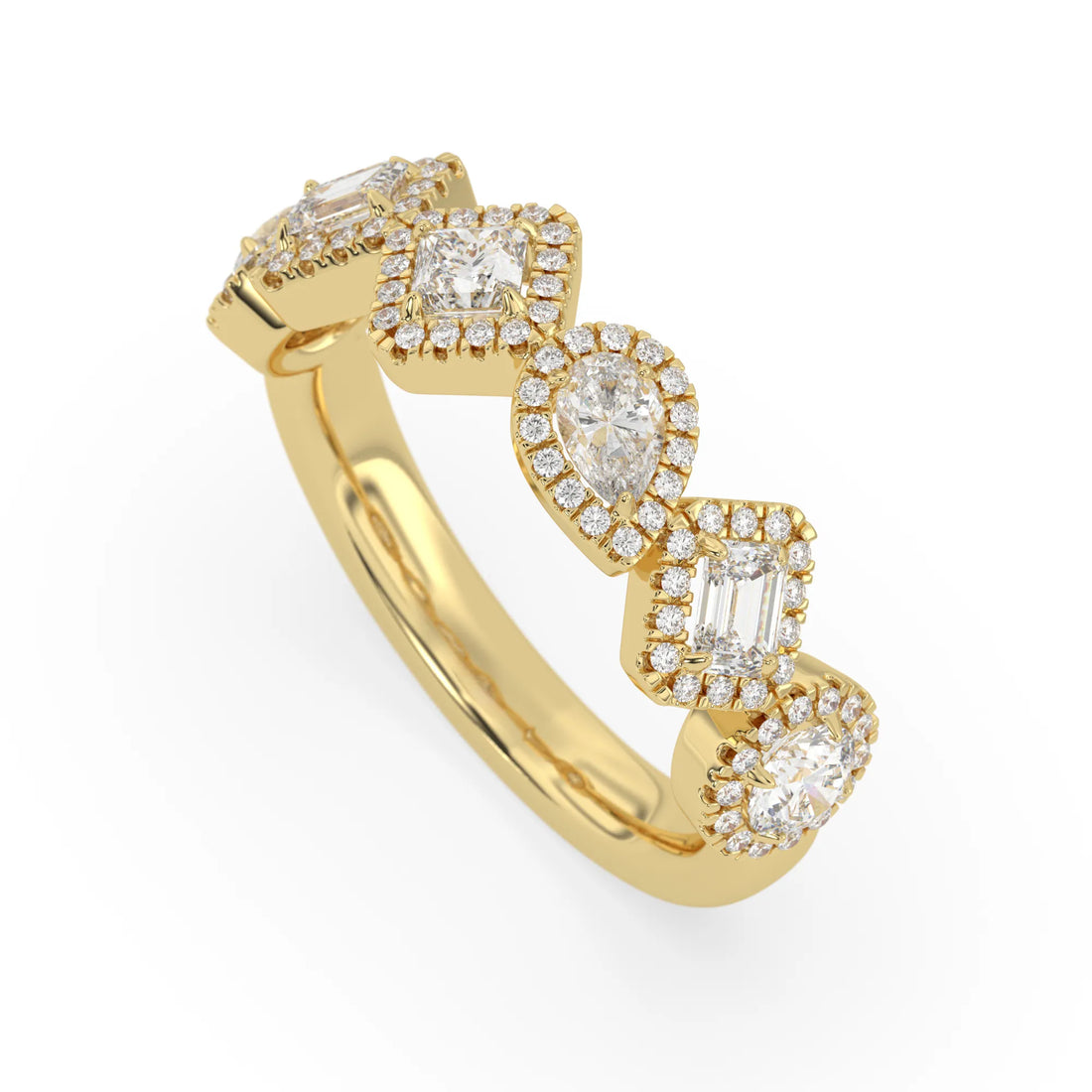 OctaPearl Multi Shape Lab Grown Diamond Halo Engagement Ring