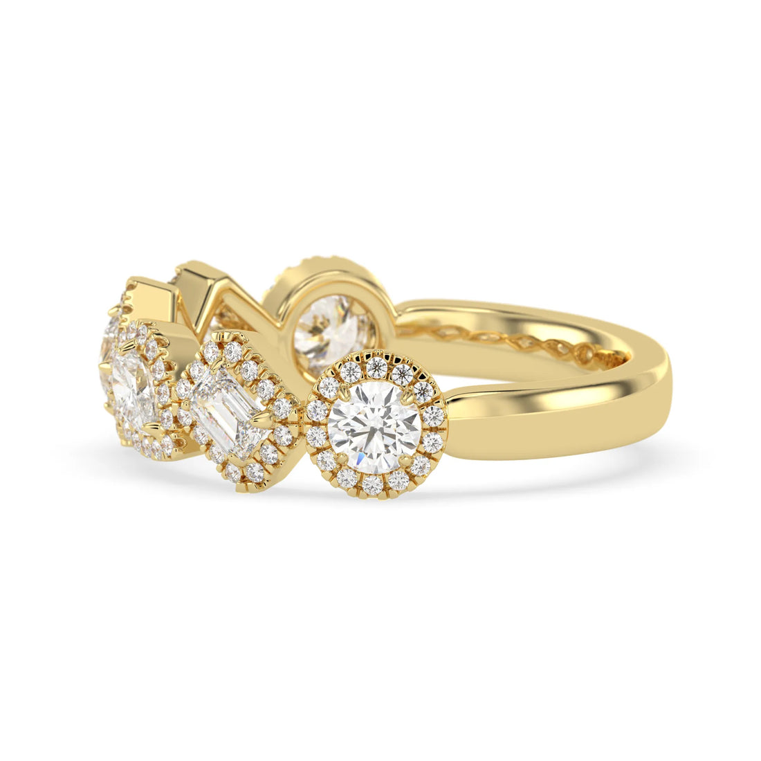 OctaPearl Multi Shape Lab Grown Diamond Halo Engagement Ring