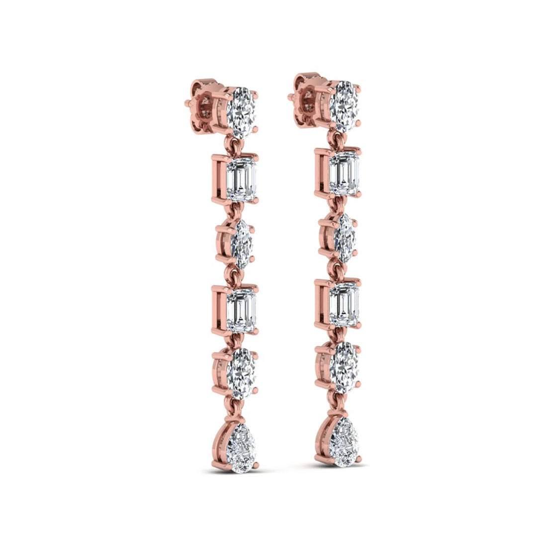 OctaPearl Multi Shape Lab Grown Diamond Linear Drop Earrings