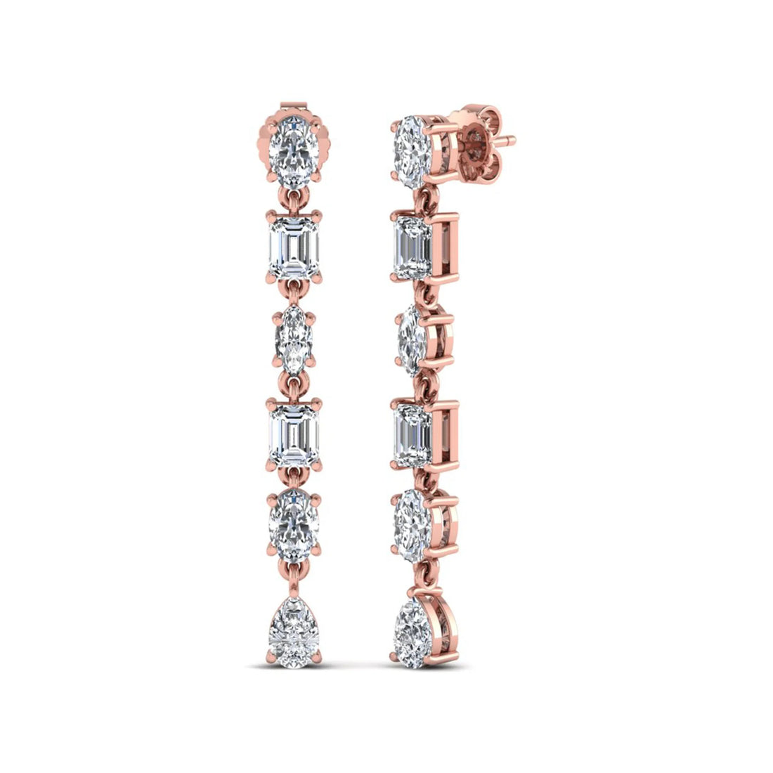 OctaPearl Multi Shape Lab Grown Diamond Linear Drop Earrings