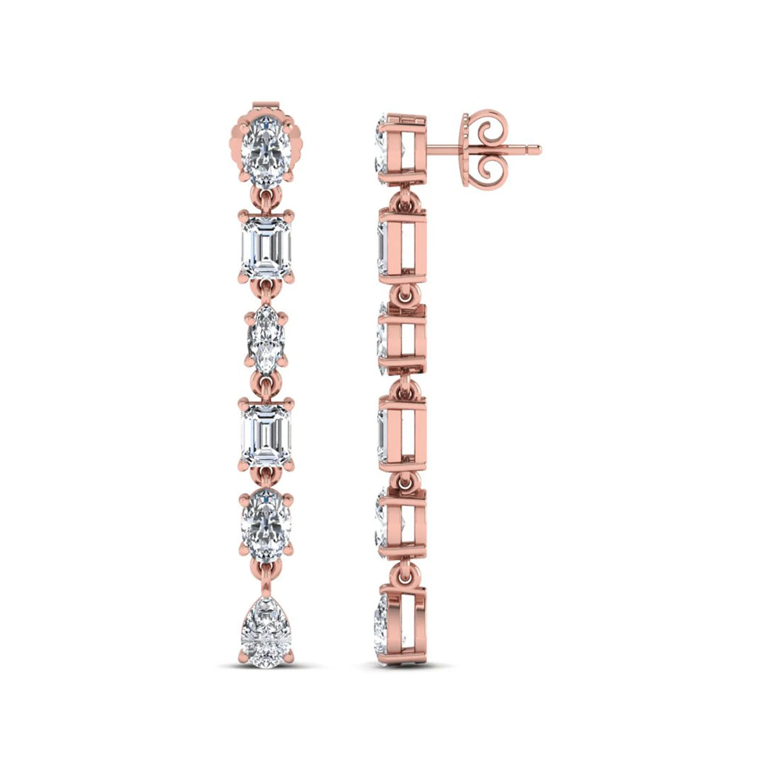 OctaPearl Multi Shape Lab Grown Diamond Linear Drop Earrings