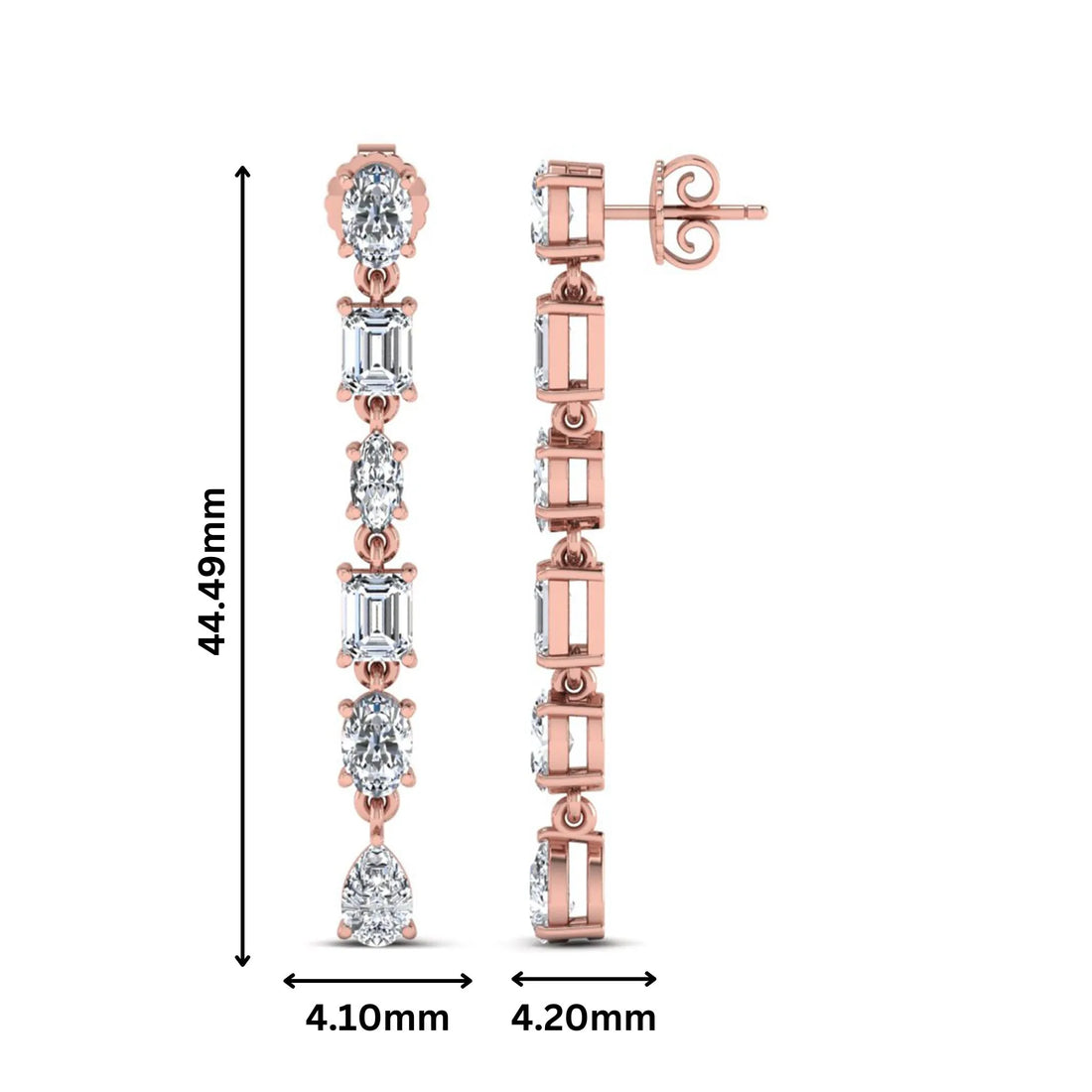 OctaPearl Multi Shape Lab Grown Diamond Linear Drop Earrings