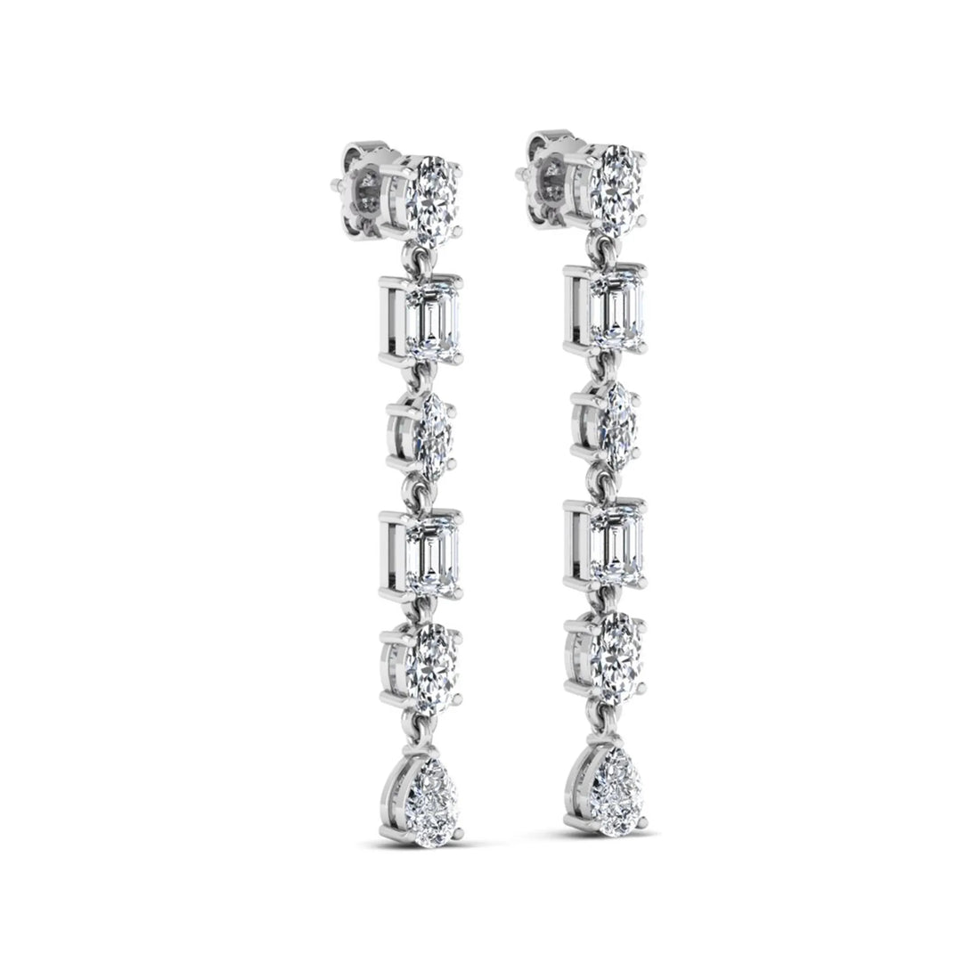 OctaPearl Multi Shape Lab Grown Diamond Linear Drop Earrings