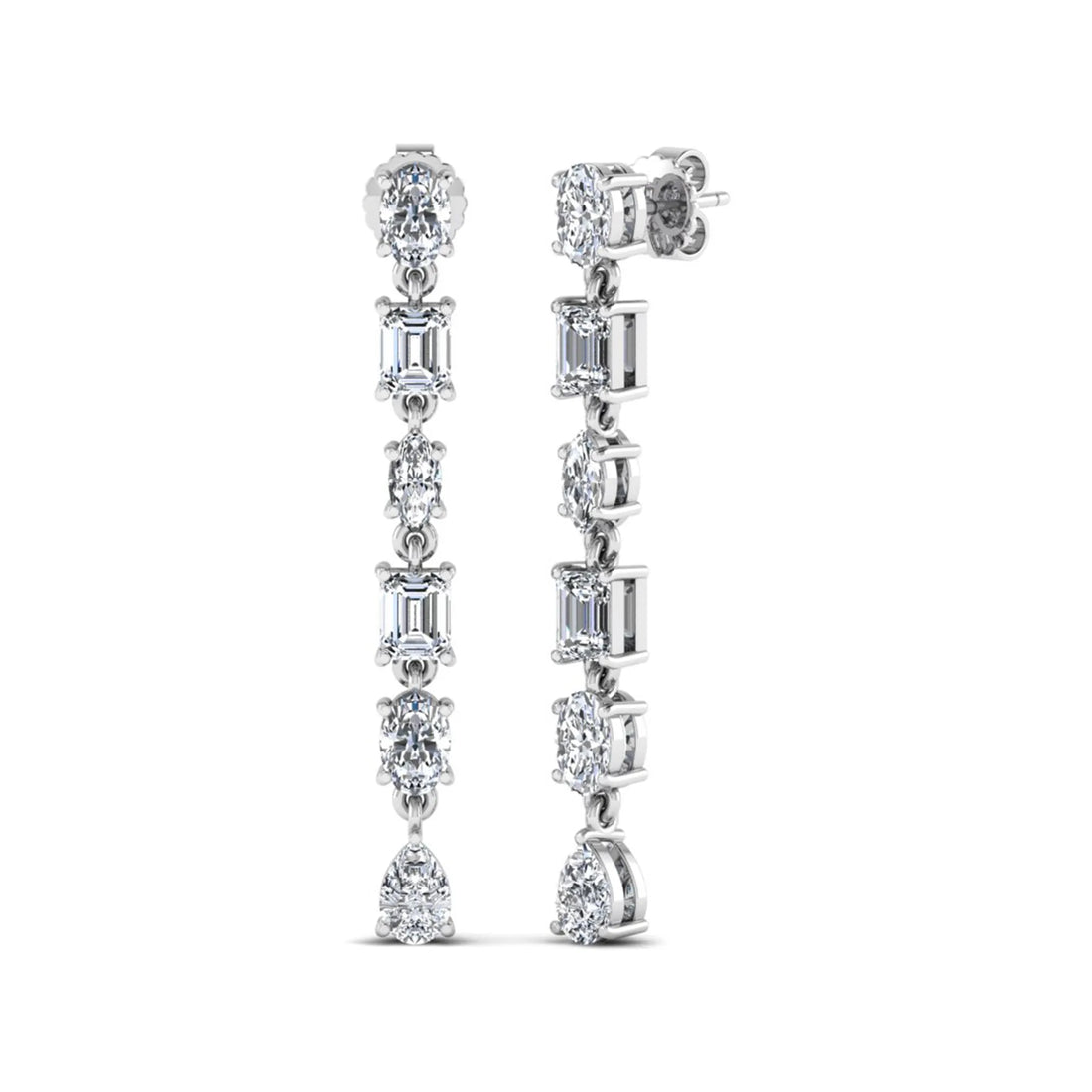 OctaPearl Multi Shape Lab Grown Diamond Linear Drop Earrings