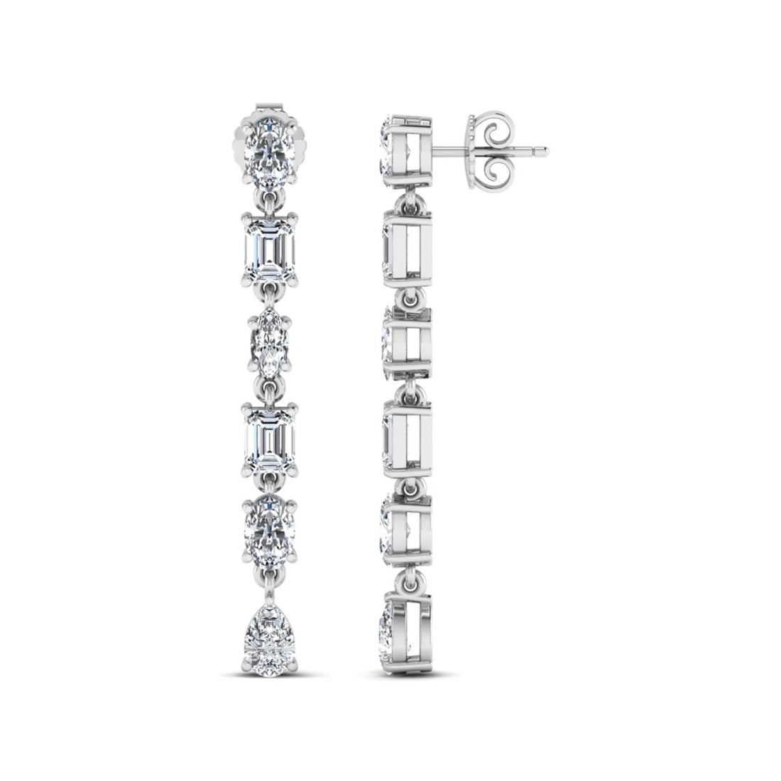 OctaPearl Multi Shape Lab Grown Diamond Linear Drop Earrings