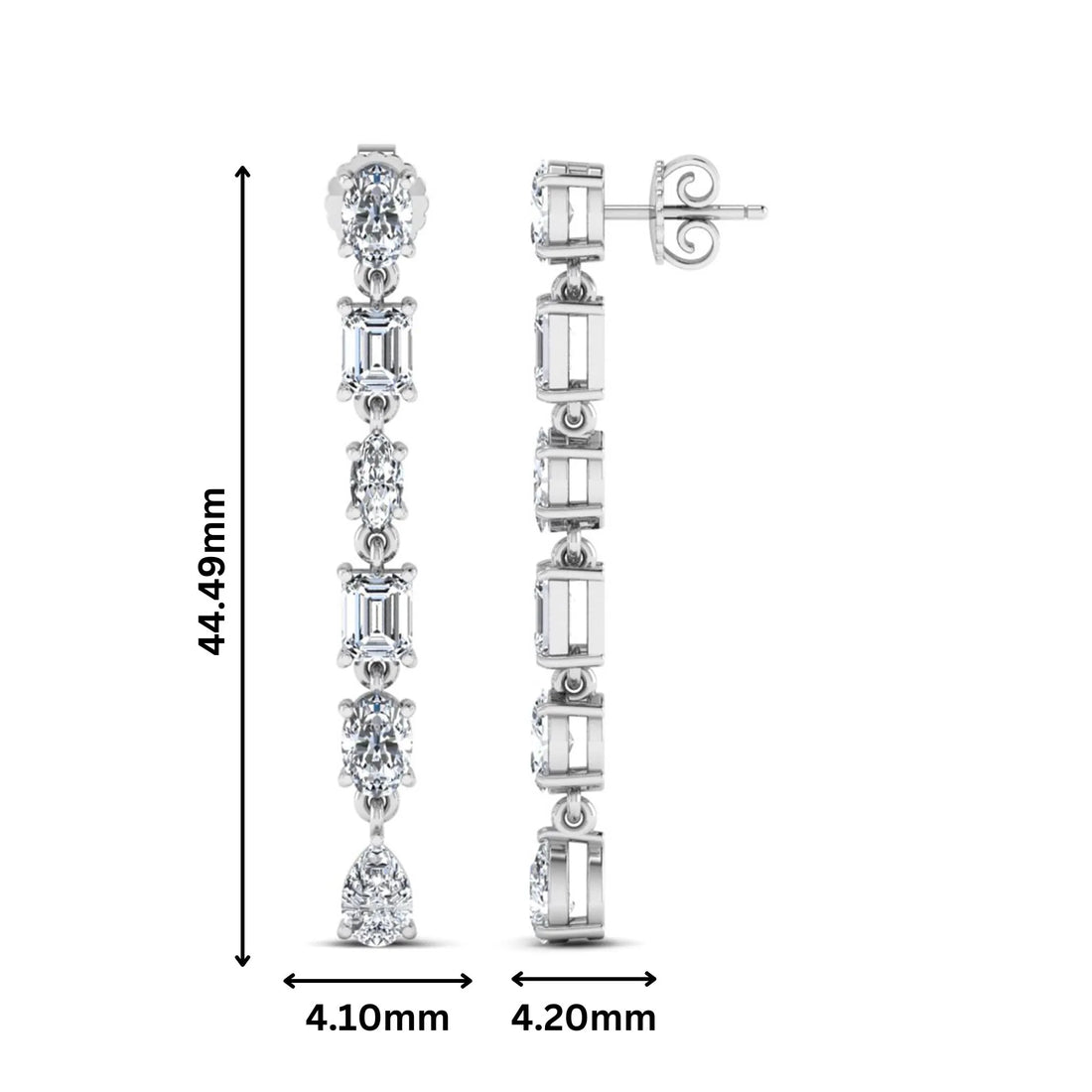 OctaPearl Multi Shape Lab Grown Diamond Linear Drop Earrings