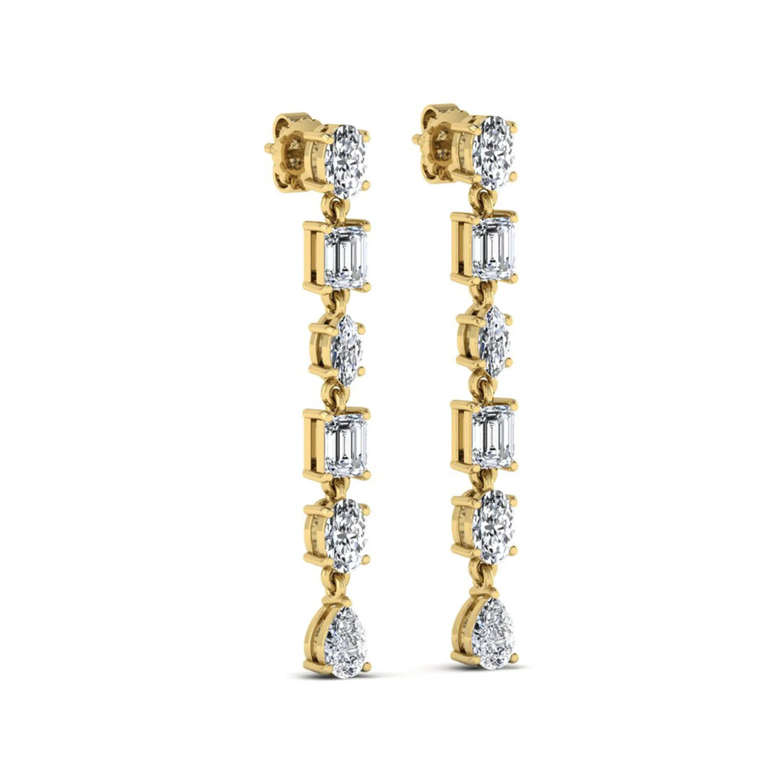 OctaPearl Multi Shape Lab Grown Diamond Linear Drop Earrings
