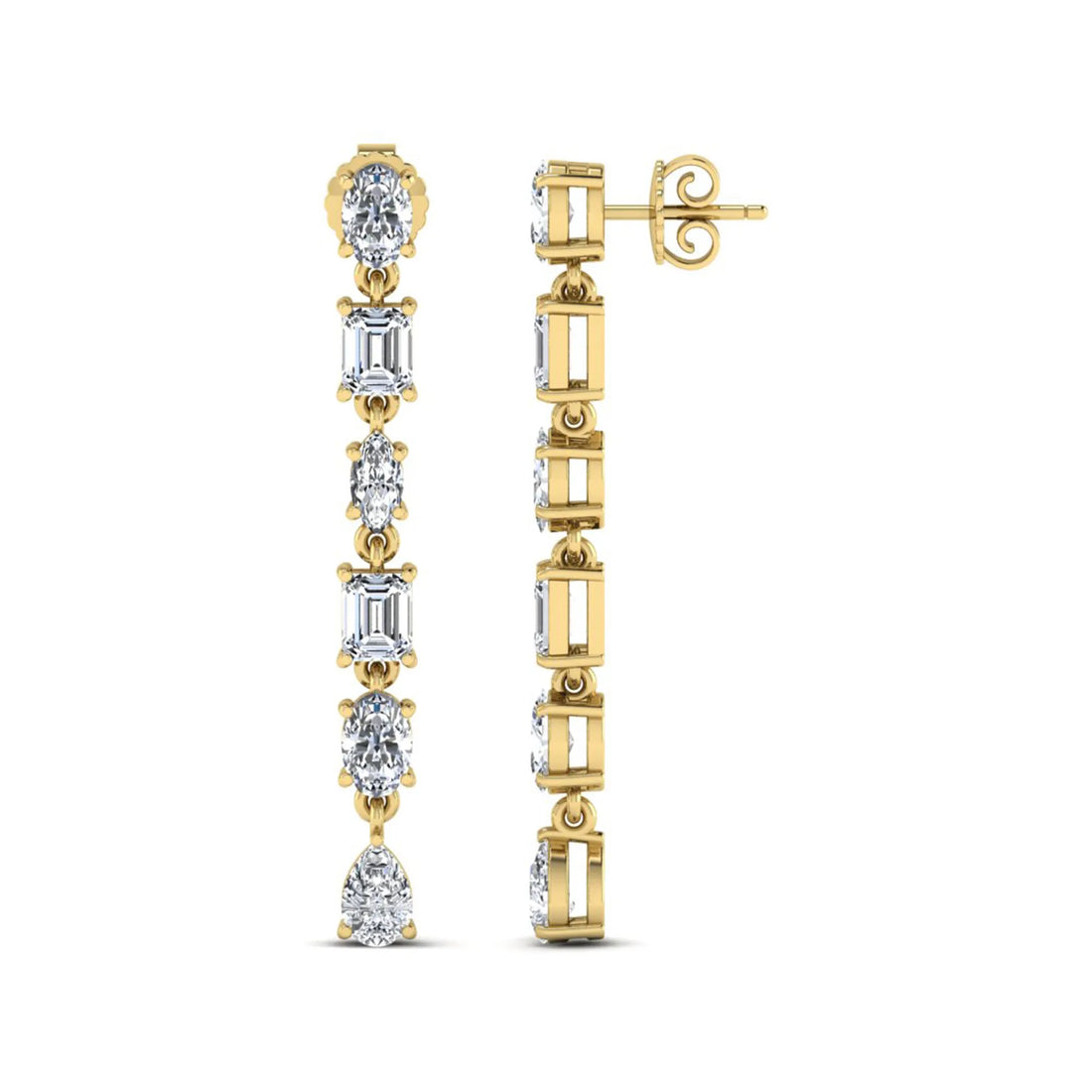 OctaPearl Multi Shape Lab Grown Diamond Linear Drop Earrings