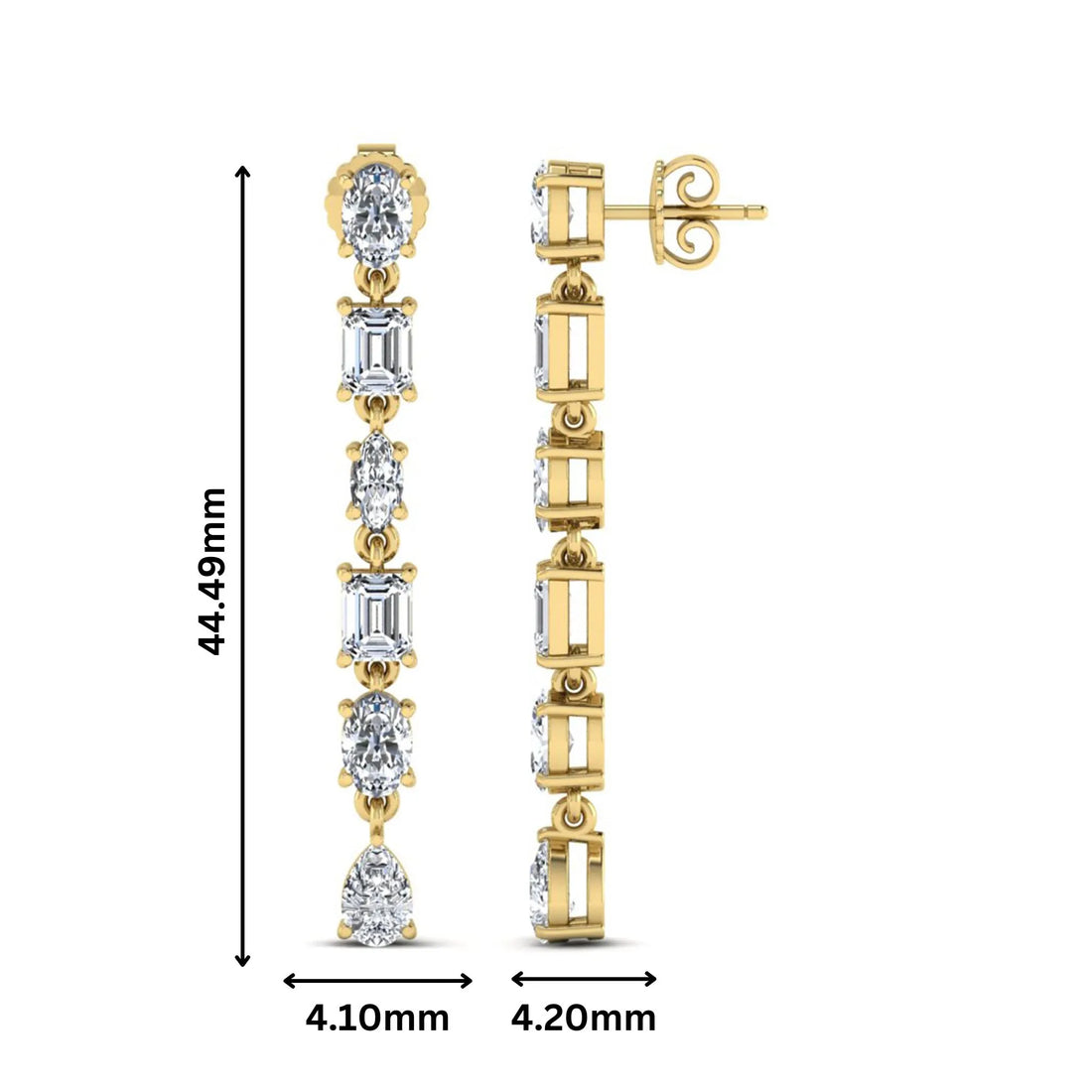OctaPearl Multi Shape Lab Grown Diamond Linear Drop Earrings