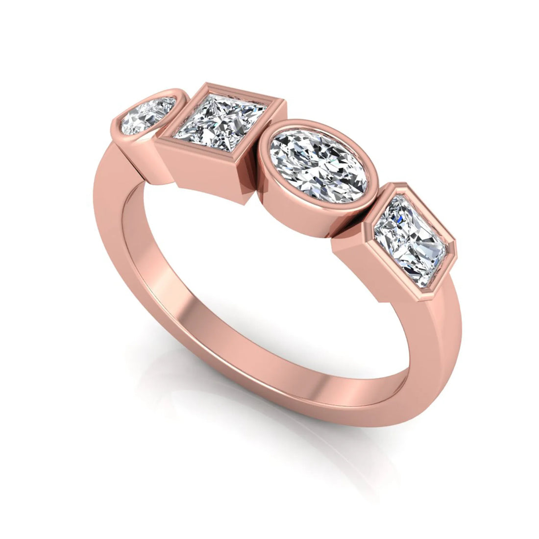 OctaPearl Multi Shape Bezel Set Lab Grown Diamond Engagement Ring
