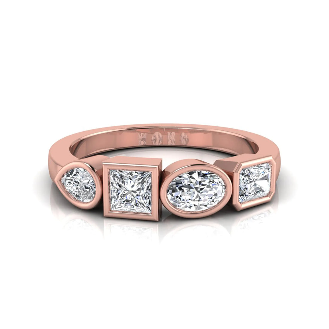 OctaPearl Multi Shape Bezel Set Lab Grown Diamond Engagement Ring