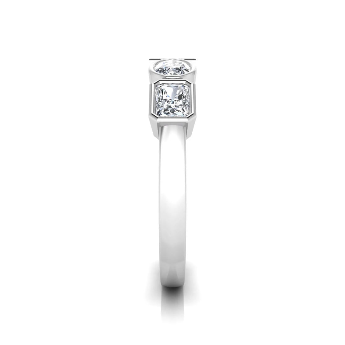 OctaPearl Multi Shape Bezel Set Lab Grown Diamond Engagement Ring