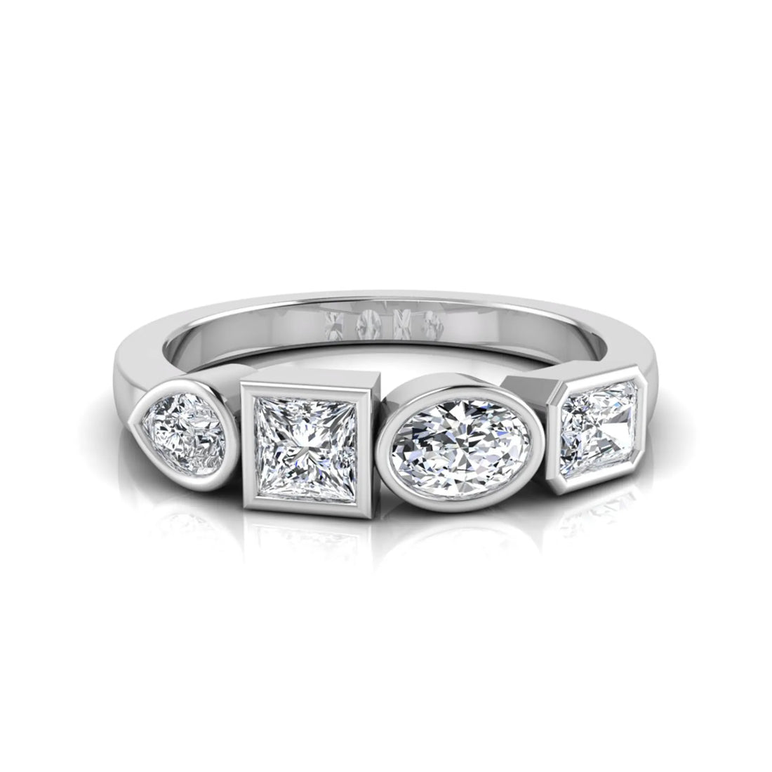 OctaPearl Multi Shape Bezel Set Lab Grown Diamond Engagement Ring
