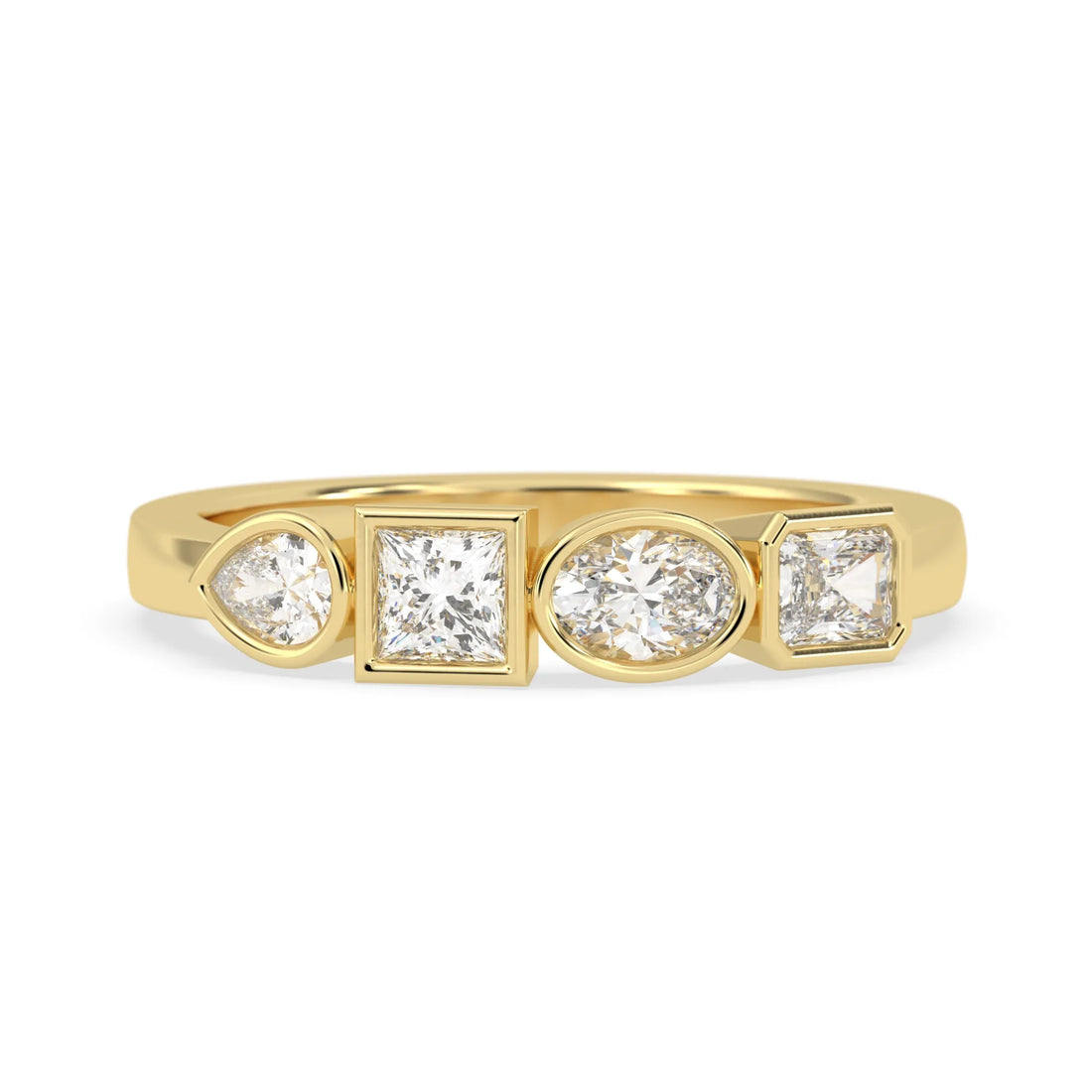 OctaPearl Multi Shape Bezel Set Lab Grown Diamond Engagement Ring