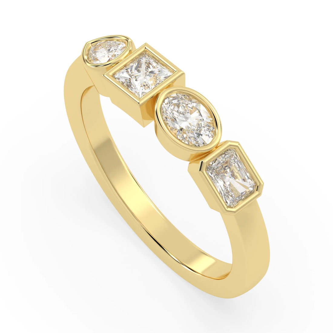 OctaPearl Multi Shape Bezel Set Lab Grown Diamond Engagement Ring