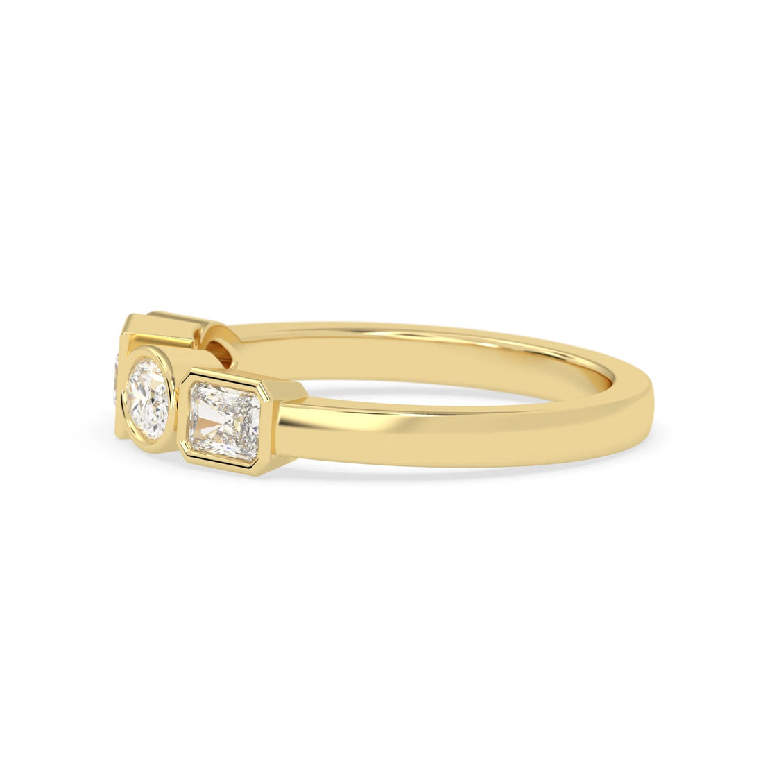 OctaPearl Multi Shape Bezel Set Lab Grown Diamond Engagement Ring
