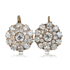 Natural Diamond Cluster Earrings in 14K Gold
