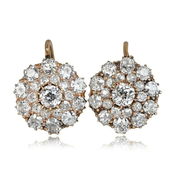 Natural Diamond Cluster Earrings in 14K Gold