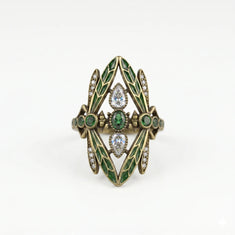 Nature Inspired Art Deco CZ Statement Ring | Leaf Design Cocktail Ring