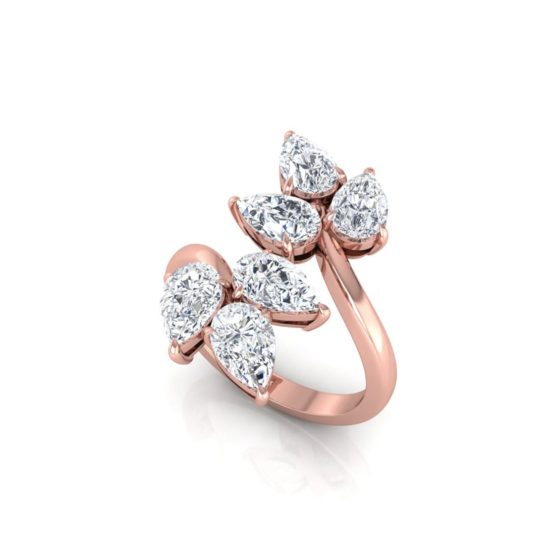 OctaPearl Nature Inspired Pear Cut Lab Grown Diamond Bypass Engagement Wrap Ring
