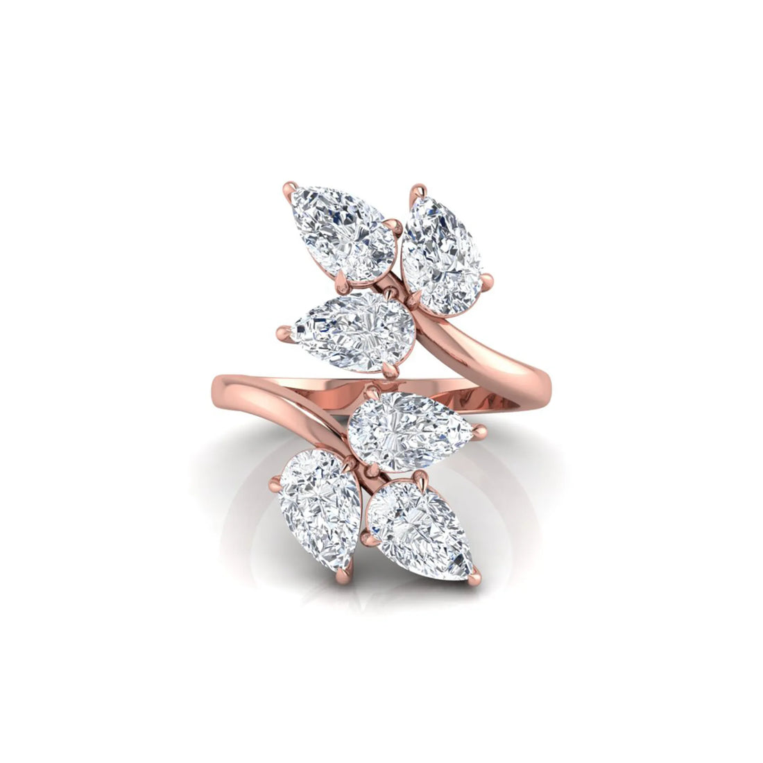 OctaPearl Nature Inspired Pear Cut Lab Grown Diamond Bypass Engagement Wrap Ring