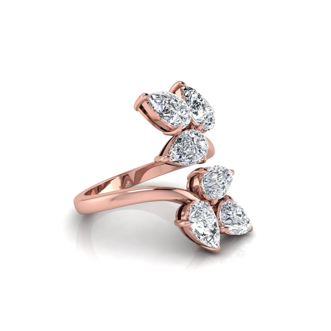 OctaPearl Nature Inspired Pear Cut Lab Grown Diamond Bypass Engagement Wrap Ring