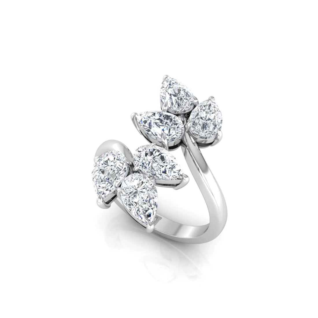 OctaPearl Nature Inspired Pear Cut Lab Grown Diamond Bypass Engagement Wrap Ring