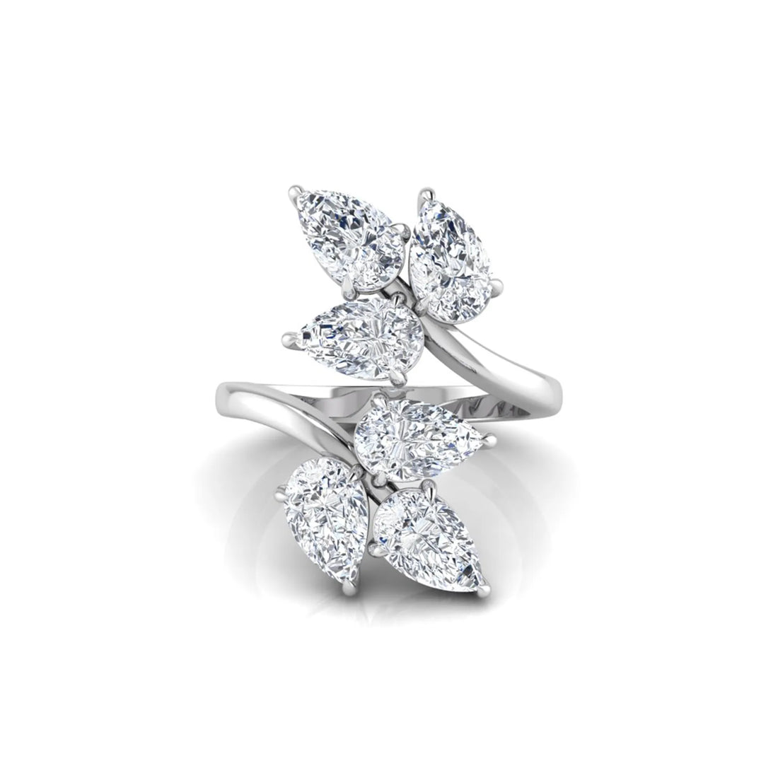 OctaPearl Nature Inspired Pear Cut Lab Grown Diamond Bypass Engagement Wrap Ring