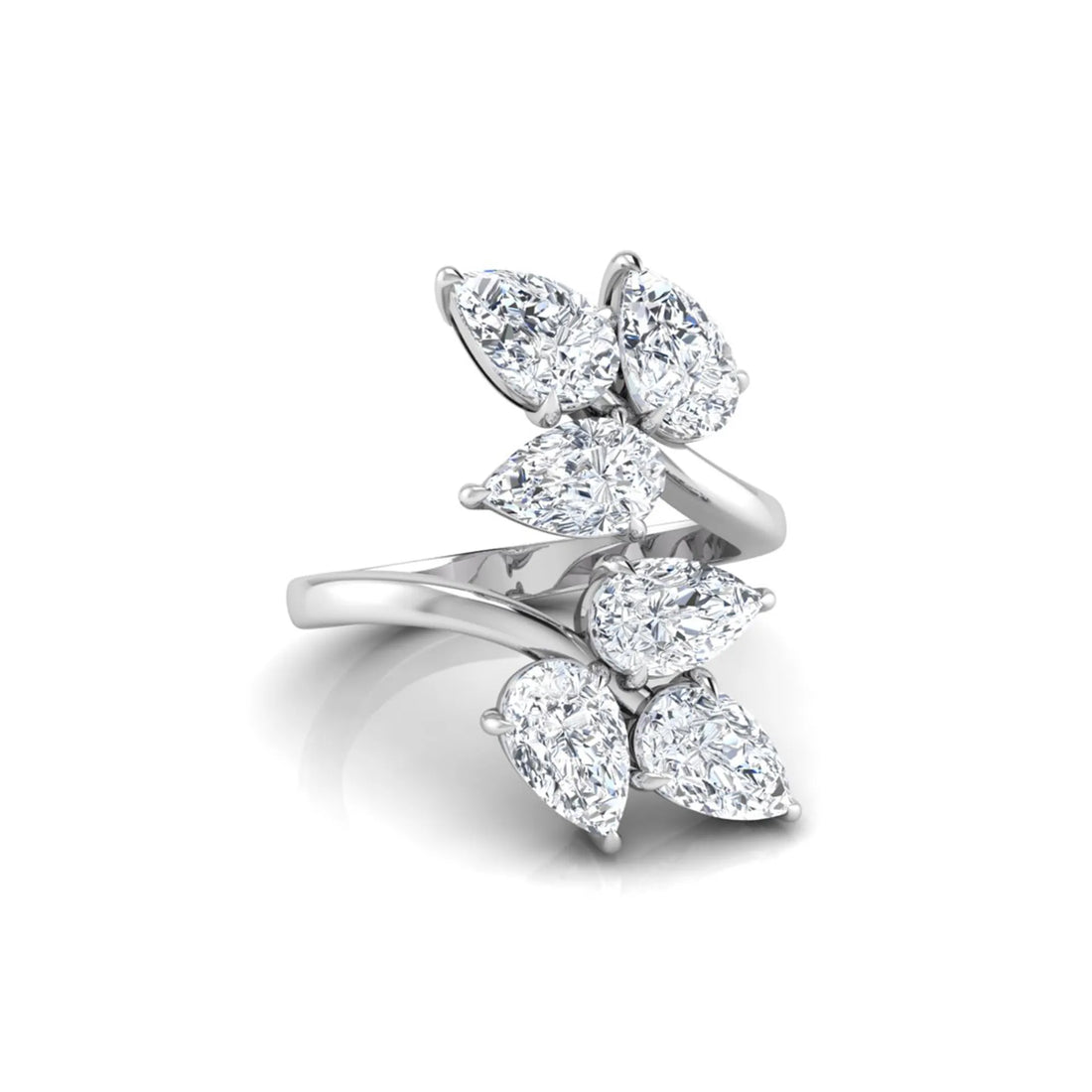 OctaPearl Nature Inspired Pear Cut Lab Grown Diamond Bypass Engagement Wrap Ring