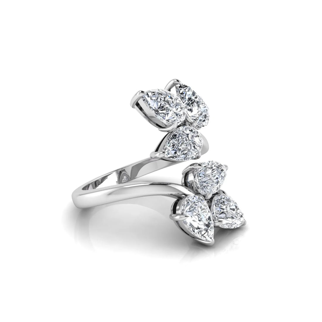 OctaPearl Nature Inspired Pear Cut Lab Grown Diamond Bypass Engagement Wrap Ring