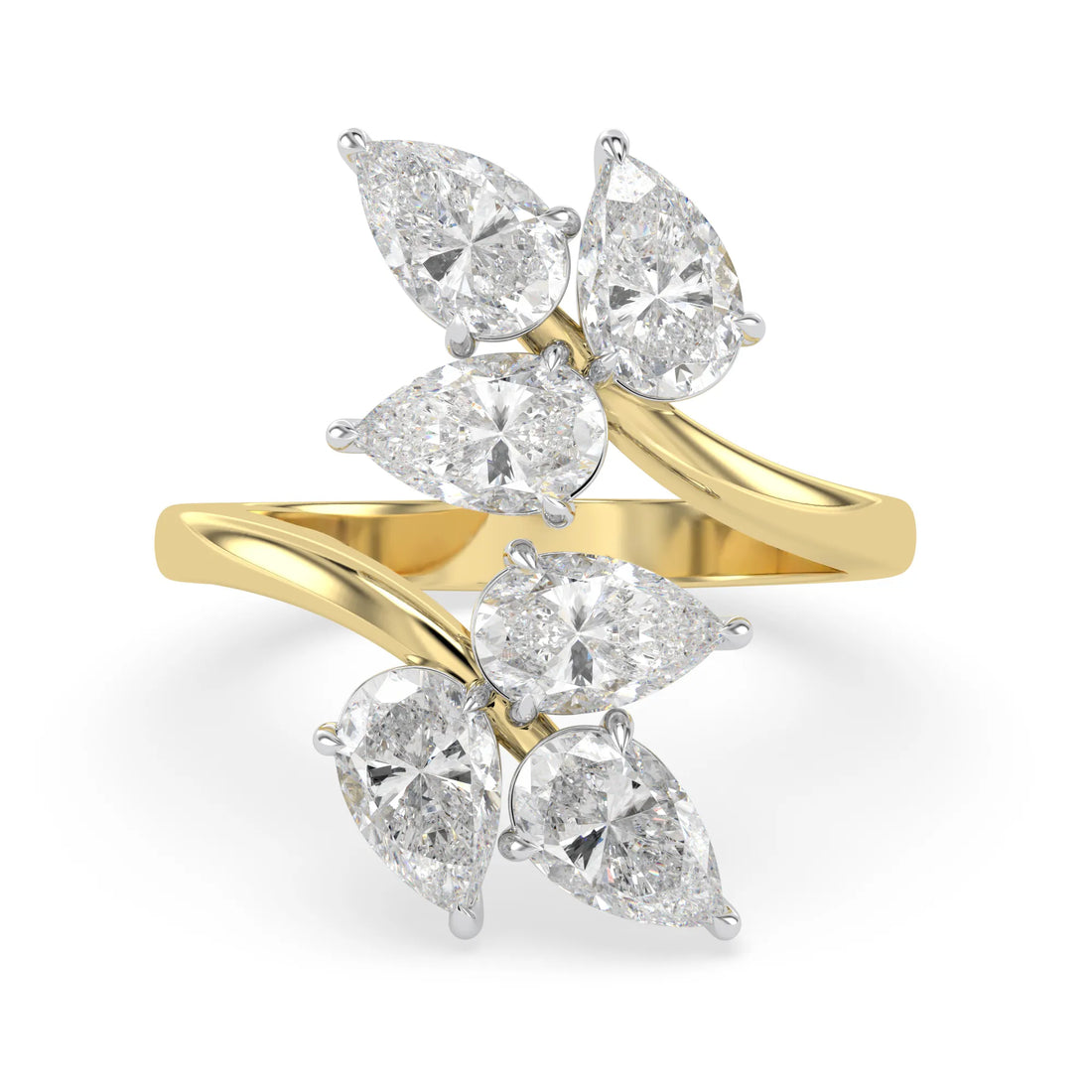 OctaPearl Nature Inspired Pear Cut Lab Grown Diamond Bypass Engagement Wrap Ring