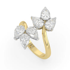 OctaPearl Nature Inspired Pear Cut Lab Grown Diamond Bypass Engagement Wrap Ring - alternate view