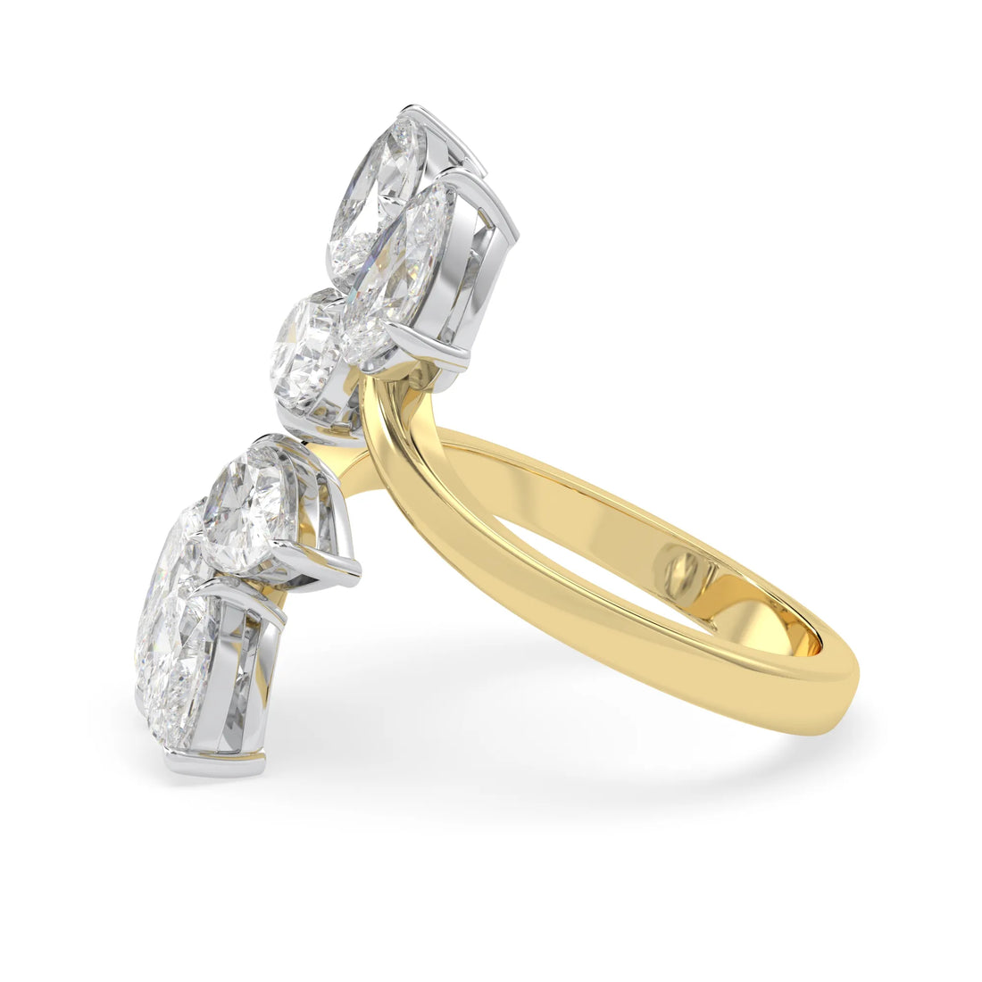 OctaPearl Nature Inspired Pear Cut Lab Grown Diamond Bypass Engagement Wrap Ring