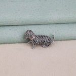 Custom Moissanite Dog Brooch Pin in 925 Sterling Silver