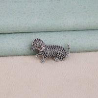 Custom Moissanite Dog Brooch Pin in 925 Sterling Silver