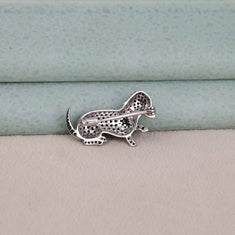 Custom Moissanite Dog Brooch Pin in 925 Sterling Silver - alternate view