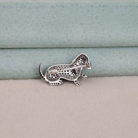 Custom Moissanite Dog Brooch Pin in 925 Sterling Silver