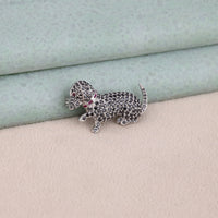 Custom Moissanite Dog Brooch Pin in 925 Sterling Silver