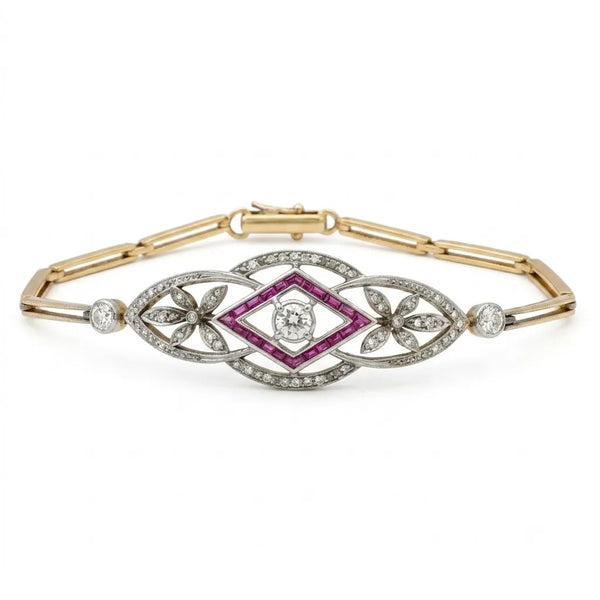 Moissanite Floral CZ 10K Gold Designer Bracelet