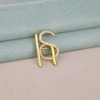 Custome Brooch Pin Moissanite Diamond in Yellow Gold Plated 925 Silver
