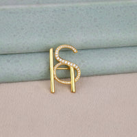 Custome Brooch Pin Moissanite Diamond in Yellow Gold Plated 925 Silver