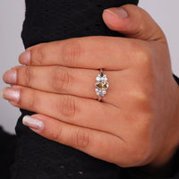 Pear Cut Brown CZ Cluster Engagement Ring | Bezel Set Statement Ring