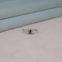 Pear Cut Brown CZ Cluster Engagement Ring | Bezel Set Statement Ring