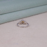 Pear Cut Brown CZ Cluster Engagement Ring | Bezel Set Statement Ring